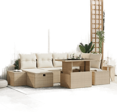 Vidaxl Hagesofa Set 7 pcs Beige