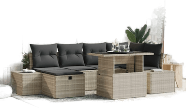 Vidaxl Hagesofa Set 7 pcs Lysegrå