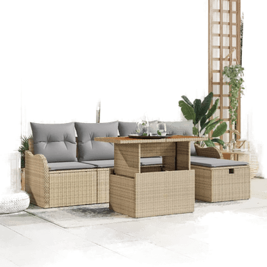 Vidaxl Hagesofa Set 6 pcs Beige