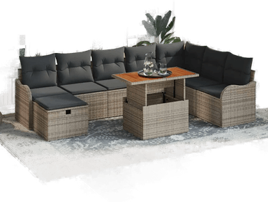 Vidaxl Hagesofa Set 9 pcs Grå