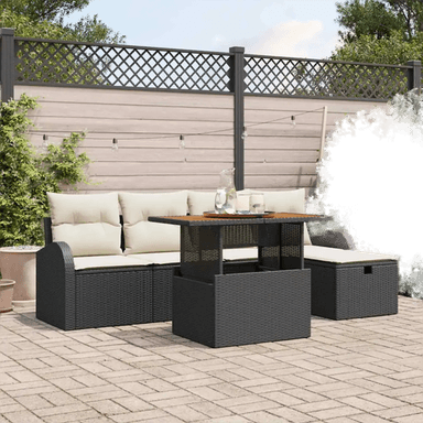 Vidaxl Hagesofa Set 6 pcs Svart