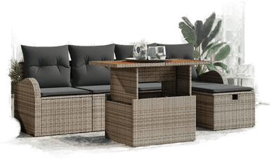 Vidaxl Hagesofa Set 6 pcs Grå