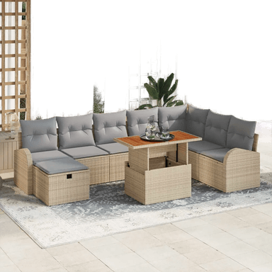Vidaxl Hagesofa Set 9 pcs Beige