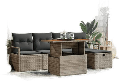 Vidaxl Hagesofa Set 6 pcs Grå