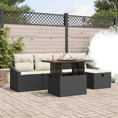 Vidaxl Hagesofa Set 6 pcs Svart