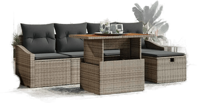 Vidaxl Hagesofa Set 6 pcs Grå