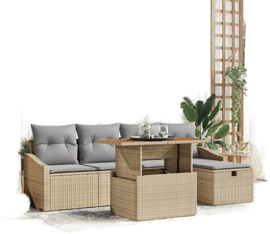 Vidaxl Hagesofa Set 6 pcs Beige