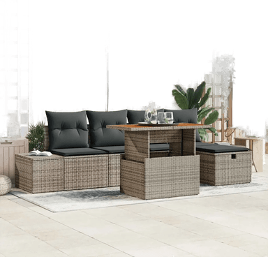 Vidaxl Hagesofa Set 6 pcs Grå