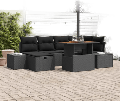 Vidaxl Hagesofa Set 7 pcs Svart