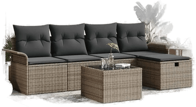 Vidaxl Hagesofa Set 6 pcs Grå