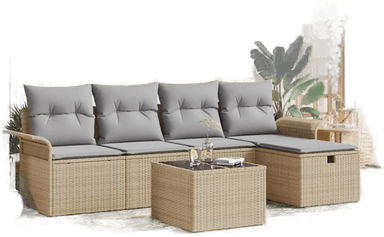 Vidaxl Hagesofa Set 6 pcs Beige