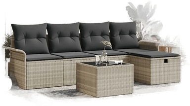 Vidaxl Hagesofa Set 6 pcs Lysegrå