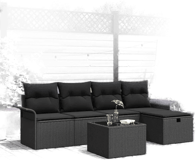 Vidaxl Hagesofa Set 6 pcs Svart