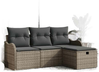 Vidaxl Hagesofa Set 4 pcs Grå