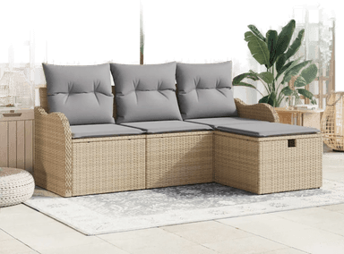 Vidaxl Hagesofa Set 4 pcs Beige