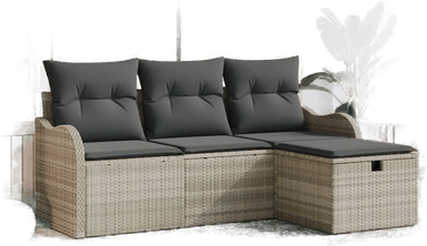 Vidaxl Hagesofa Set 4 pcs Lysegrå