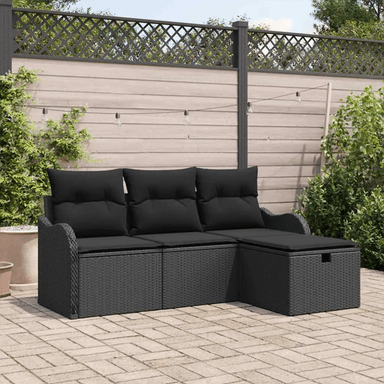 Vidaxl Hagesofa Set 4 pcs Svart