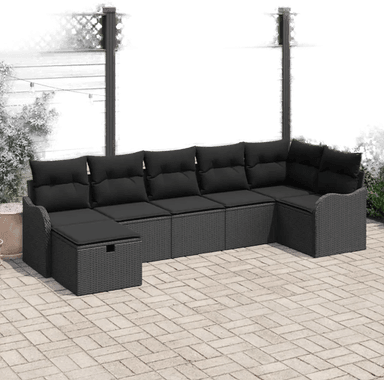 Vidaxl Hagesofa Set 7 pcs Svart