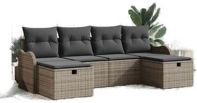 Vidaxl Hagesofa Set 6 pcs Grå