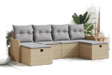 Vidaxl Hagesofa Set 6 pcs Beige