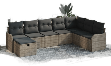 Vidaxl Hagesofa Set 8 pcs Grå