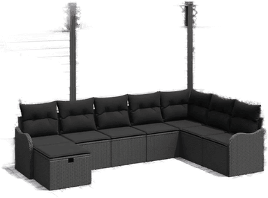 Vidaxl Hagesofa Set 8 pcs Svart