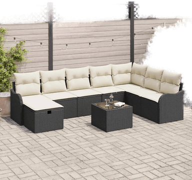Vidaxl Hagesofa Set 9 pcs Svart