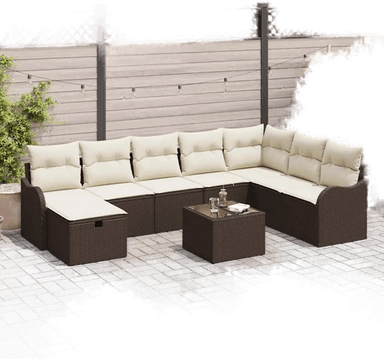 Vidaxl Hagesofa Set 9 pcs Brun