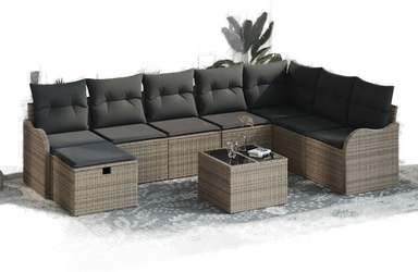 Vidaxl Hagesofa Set 9 pcs Grå