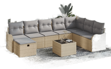 Vidaxl Hagesofa Set 9 pcs Beige