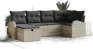 Vidaxl Hagesofa Set 6 pcs Lysegrå