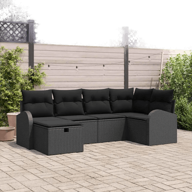 Vidaxl Hagesofa Set 6 pcs Svart