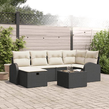 Vidaxl Hagesofa Set 7 pcs Svart