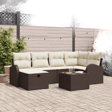 Vidaxl Hagesofa Set 7 pcs Brun