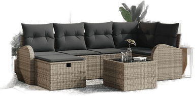 Vidaxl Hagesofa Set 7 pcs Grå