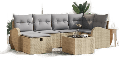 Vidaxl Hagesofa Set 7 pcs Beige