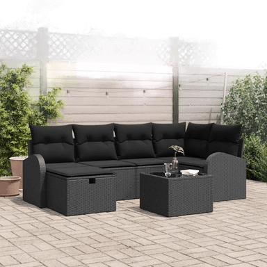Vidaxl Hagesofa Set 7 pcs Svart