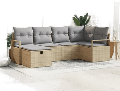 Vidaxl Hagesofa Set 6 pcs Beige