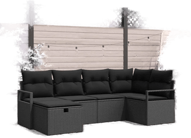Vidaxl Hagesofa Set 6 pcs Svart