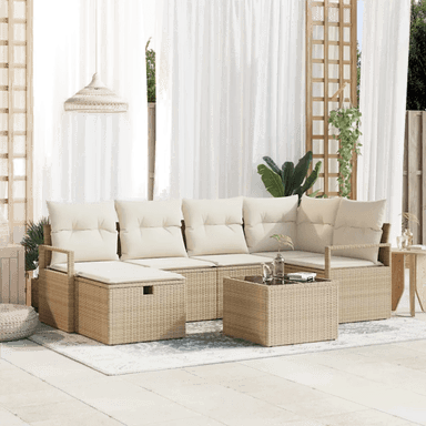 Vidaxl Hagesofa Set 7 pcs Beige