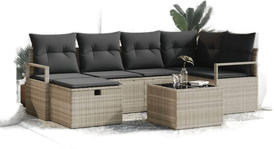 Vidaxl Hagesofa Set 7 pcs Lysegrå