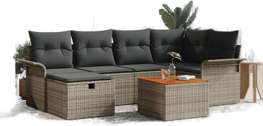 Vidaxl Hagesofa Set 7 pcs Grå