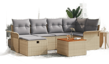 Vidaxl Hagesofa Set 7 pcs Beige