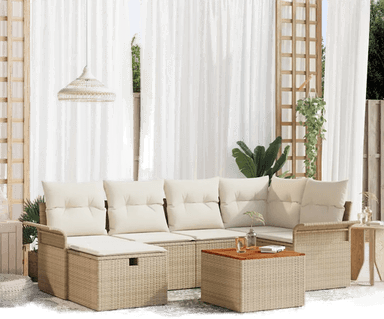 Vidaxl Hagesofa Set 7 pcs Beige
