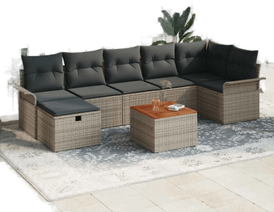 Vidaxl Hagesofa Set 8 pcs Grå
