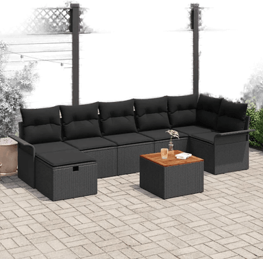 Vidaxl Hagesofa Set 8 pcs Svart
