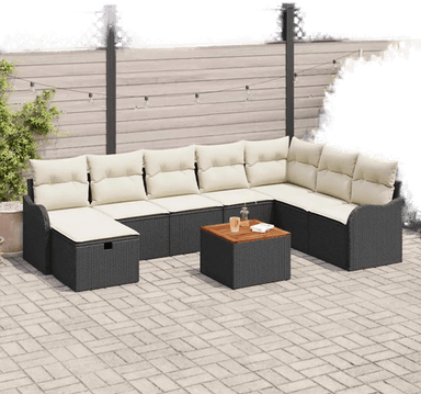 Vidaxl Hagesofa Set 9 pcs Svart