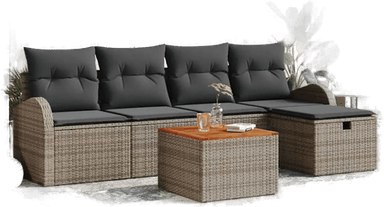 Vidaxl Hagesofa Set 6 pcs Grå