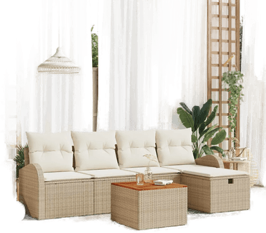 Vidaxl Hagesofa Set 6 pcs Beige