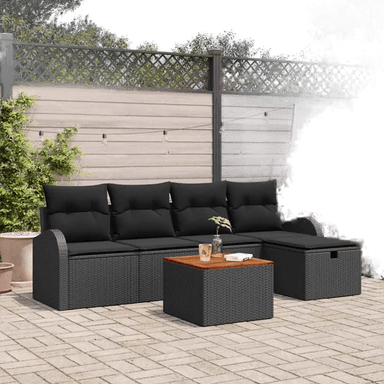 Vidaxl Hagesofa Set 6 pcs Svart